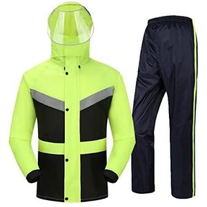 Regenjas，Waterdicht Jasje，Motorfiets Regenkleding Regenpak for mannen en vrouwen, lichtgewicht waterdichte regenjas + broeksets, regenkleding for sport, kamperen, wandelen, reizen(Green,XXL)