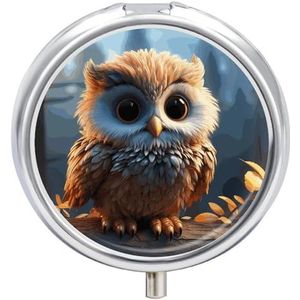Leuke Uil Pil Doos Waterdichte Draagbare Geneeskunde Pil Case Vochtbestendige Metalen Reizen Pillendoos Met 3 Compartiment Geneeskunde Case