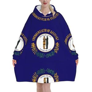Oversized Kentucky State Flag Hoodies Vrouwen Uk Pluizige Deken Hoodie Sherpa Vrouwen Fleece Draagbare Deken Mannen