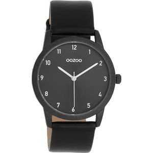 Oozoo Timepieces dameshorloge | polshorloge dames met leren armband | modern horloge voor vrouwen | elegant analoog dameshorloge in rond (38 mm behuizing), zwart/wit, Riemen.