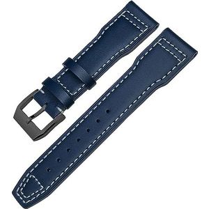 INSTR Echt Rundleer Horlogeband Voor IWC Mark XVIII Le Petit Prince Pilotenhorloge Band 20mm 21mm 22mm (Color : Blue white black, Size : 22mm)
