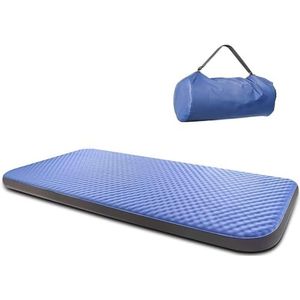EATAN Eenpersoons zelfopblazende campingmatras, 80 ""× 28"" slaapmat, zijslaapvriendelijk 4 inch dik PU-schuim, draagbaar oprolbaar bed op de vloer, blauw