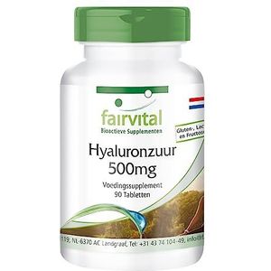 Fairvital | Hyaluronzuur 500 mg - 90 tabletten met zink voor huid, haar en botten - hoog gedoseerd - veganistisch - Made in Germany - fairvital