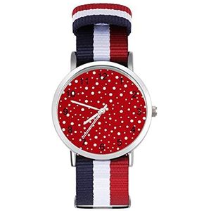 Wit Rood Stippen Automatisch Horloge Voor Mannen Vrouwen Mode Quartz Horloge Armband Polshorloge Voor Thuiskantoor