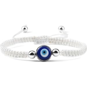 Handgemaakte gevlochten gelukstouw verstelbare armbanden charme vrouwelijk gevlochten geschikt for vrouwen mannen paar mode-sieraden cadeau(Color:White Silver Color)