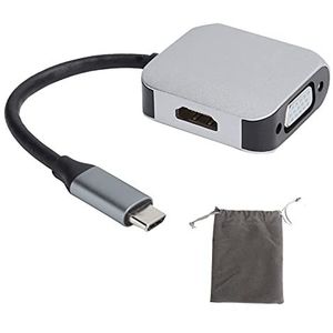 USB C Hub, Dockingstation USB C zu HDMI / VGA Adapter für Multi-Display Videokonverter Projektor, Typ C Adapter Hub 4K HDMI 1080P VGA