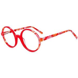 Nepbrillen, Acetaat Brilmontuur Rond Unisex Multicolor 139x135mm(Red)