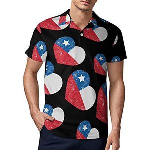 Chili retro hartvormige vlag heren golf poloshirt zomer korte mouw T-shirt casual sneldrogende T-shirts S