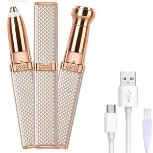 Epileerapparaat voor wenkbrauwen, dames, scheerapparaat, epilator voor gezicht, wenkbrauwen, trimmer, oplaadbaar, 2-in-1, voor gezicht en wenkbrauwen, wenkbrauwtrimmer