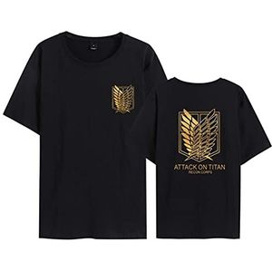 SiyaTom Attack on Titan T-shirt voor heren en dames, anime, 3D Shingeki No Kyojin Scout Regiment Wings of Liberty Badge Anime Cosplay T-shirt korte mouwen T-shirt hemd tops, Zwart 1, 3XL