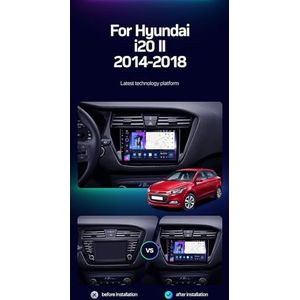 ZWCLSH Android 13 Auto Stereo Dubbele Din Radio Compatibel met Hyundai i20 2014-2018, 9 ''QLED Touchscreen Auto Stereo Draadloze Carplay Android Auto Autoradio BT GPS Wifi DSP FM RDS SWC, R, 3NF