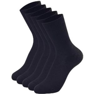 YIJIANUO 5 paar mannen crew sokken zwart en wit middelste buis streetwear zachte ademende katoenen casual sokken, 5 paar zwart, EU 39-45