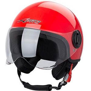 Motorhelm Motorfiets Roller Jet Helm Demi Avio Vizier Gehomologeerd SonicMoto Rood M
