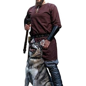 Leonardo Carbone® Viking-tuniek Erwin - middeleeuwse kleding voor heren, middeleeuws overhemd, vrijetijdshemden met lange mouwen, carnavalskostuum heren, Viking-tuniek, LARP-kleding - 100% katoen,