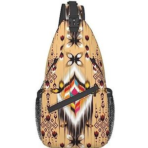 351 Crossbody Rugzak Native American Etnische Sling Bag Mode Crossbody Verstelbare Borst Schoudertas Voor Reizen Vakantie Wandelen, Sling Tas 314, 39x19x9 cm