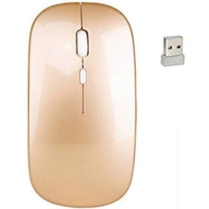 BesDirect Merk oplaadbare draadloze muizen, 2.4G stille muis met USB-ontvanger, 1600DPI, optische trackingmuis, compatibel met pc, Mac, laptop (lokaal goud)