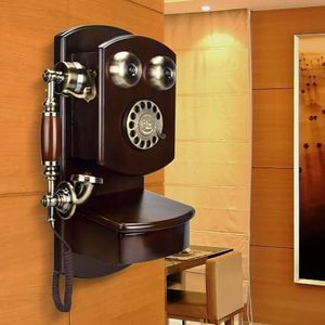 DAEOIBHJR Vaste telefoons voor aan de muur, vintage, draaibaar, antieke kabel, oude telefoon voor thuis, kantoor en hotel, rood