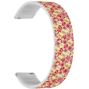 Solo Loop band compatibel met Forerunner 645/645 Music, Forerunner 55, Garmin Forerunner 245/245 Music (goud-rood papieren sneeuwvlokken), snelsluiting, 20 mm rekbare siliconen band, accessoire,