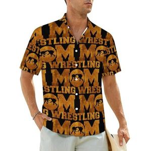 Wrestling Mom herenhemden met korte mouwen, strandshirt, Hawaïaans shirt, casual zomershirt, XL