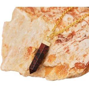 Classic Crystal Point Pendant Healing Natural Stone Tiger's Eye Rose Quartz Hexagon Necklace Jewelry (Color : Gold Swan Gold)