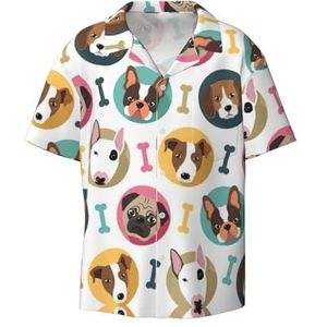 YJxoZH Honden Patroon Print Heren Jurk Shirts Casual Button Down Korte Mouw Zomer Strand Shirt Vakantie Shirts, Zwart, 3XL