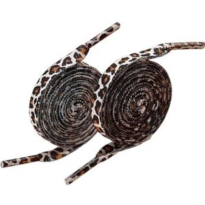 sodeber Luipaarden Prints Schoenveters 120Cm Lange Verstelbare Schoenveters Voor Volwassen Kid Tiener Trainers Sneakers Running Schoen Accessoire Platte Schoenveters, Wit Zwart en Bro