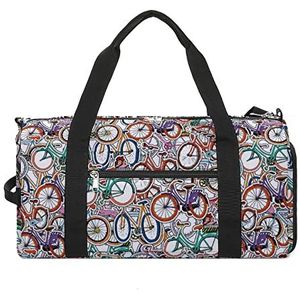 Kleur Retro Fietsen Reizen Plunjezak Sport Gym Handtas Waterdichte Carryon Gymbag Met Schoenen Compartiment