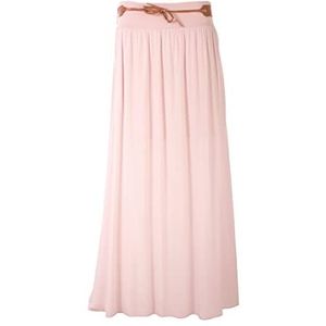 FASHION YOU WANT Zomerrok voor dames, maat 36/38 tot maat 48/50, lange maxi-rok, strandrok, UMG zomerrok, lang, Amber, boho, retro, maxi-rok, roze, 48/50