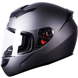 Motorhelm, DOT/ECE goedgekeurde dubbele zonneklep motorfiets integraalhelm Crash Rider Biker Sports I, XXL(F,L(5558cm))