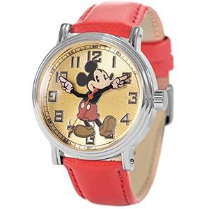 Disney Mannen analoge Japanse Quartz horloge met lederen band WDS001217, Rood