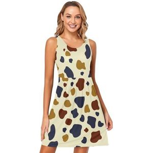 LI ZHI XIN Dames Zomerjurken Ronde Hals Casual A-lijn Mouwloos Vest Jurken met Zakken Dierlijke Streeppatronen, Meerkleurig, S