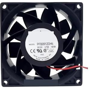 Voor Delta PFB0912DHE DC 12V 3,72A 90x90x38mm 2-draads serverkoelventilator