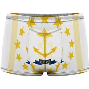 Vlag van Rhode Island Heren Boxer Slip Sexy Shorts Mesh Boxers Ondergoed Ademend Onderbroek Thong