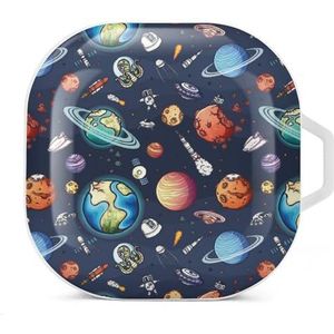 Grappige ruimte planten oordopjes hoesje compatibel met Samsung hard shell beschermhoes wit stijl