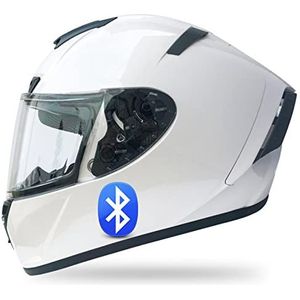 Motorhelm, DOT/ECE goedgekeurde ingebouwde dubbele luidspreker met microfoon for volwassenen, mannen en vrouwen D,L(D,M(5355 cm))