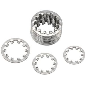 Ringen, vlakke ringen, Borgringen 50 stuks M3 tot M31 getande borgring met binnenvertanding, stervormige borgringen, roestvrijstalen(M13)