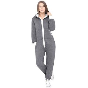 Juicy Trendz® Dames eendelig met capuchon, eendelige pyjama Unisex Gr. Medium, antraciet