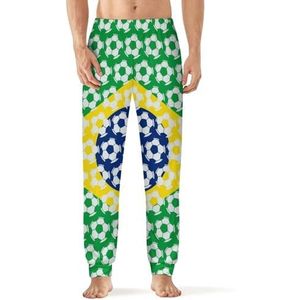 Brazilië Voetbal Mannen Slaap Pyjama Lounge Broek Rechte Fit Slaap Bodems Zachte Lange Pj Broek Nachtkleding