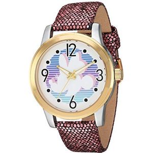 Disney Vrouwen Analoge Japanse Quartz Horloge Met Leer-Synthetische Band WDS000755, Paars, riem