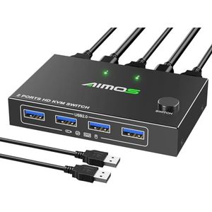 KVM Switch HDMI 2 Poort 4K @30Hz, MLEEDA HDMI en USB Switch voor 2 PC Deel Een set Toetsenbord Muis Printer en UHD Monitor, Met 2 USB Kabels en 2 HDMI Kabels