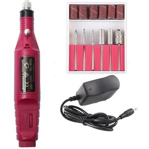 Elektrische nagelvijl, elektrische nagelboor 12000 tpm oplaadbare nagelboormachine professionele nagelboormachine manicure boor pedicure draagbare nagelboormachine kit (kleur: 20000 set rood)