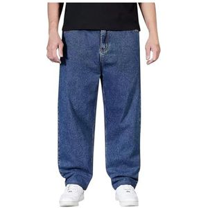 Baggy Stretchjeans For Heren, Comfortabele Herenjeans, Brede Pasvorm Skater Hiphop Skateboard Casual Losse Denim Broek In Y2K Streetwear Stijl(Blue,48)