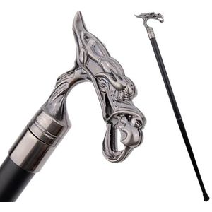 Wandelstok met zilveren drakenkop - 3-delige, afneembare, verstelbare wandelstok met schroefdraad, 36 inch, voor mannen en vrouwen, steunstok voor ouderen met antislipvoet