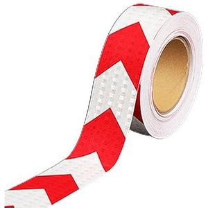 Tape, reflecterende tape, 2"" x 82ft, buitenveiligheidstape, hoge viscositeit, for aanhangwagens, buiten, auto's, vrachtwagens, geelzwart(Red White)