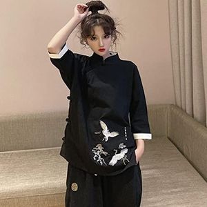 JIMINISO Traditionele Chinese kleding Vrouwen Shirt Tang Suit Tai Chi Uniform Hanfu Kimono Cardigan Cheongsam Top Kung Fu-kleding