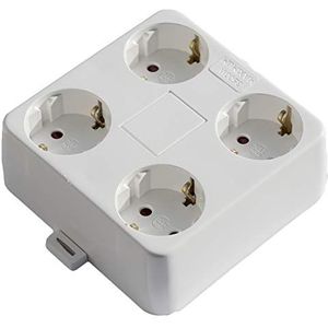 OPPUTZ Stopcontact 4-voudig | Meervoudige contactdoos opbouw zonder voedingskabel | voor gebruik binnenshuis | Kleur: wit