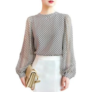 Dvbfufv Dames chiffon blouses dames lente zomer mode luxe shirt tops, 1, XL