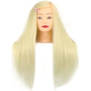 85% Echt Haar Poppenhoofd for Kapsel Professionele Trainingshoofdset Mannequin Hoofdstyling Om Te Oefenen met Hot Curl Iron Straightening(Head 3)