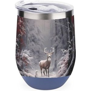 Winter Wildlife Elk Hert Geïsoleerde Tumbler met Deksel Leuke Roestvrij Staal Koffie Mok Duurzaam Thee Cup Travel Mok Blue-stijl