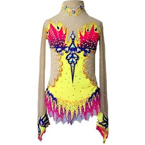 Ritmische Gymnastiekpakje Met Lange Mouwen For Dames Met Ruiten, Wedstrijdgymnastiekkleding For Meisjes, Handgemaakt(4XL)